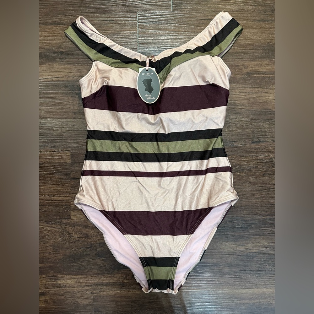 NWT Ted Baker women’s size 12 striped swimsuit
